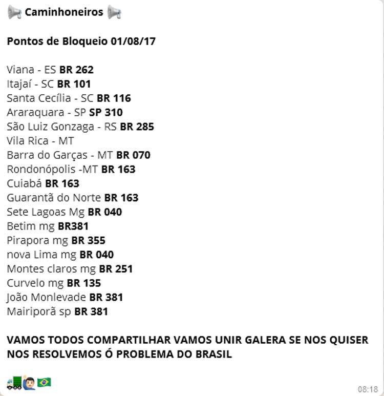 Caminhoneiros bloqueiam estradas em protesto contra aumento dos combustíveis