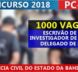 Concurso Polícia Civil BA (PC BA): Última semana para inscrições! Até R$ 11,3 mil!