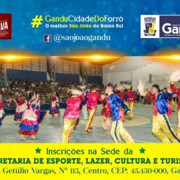 Prefeitura de Gandu inicia inscrições para concursos tradicionais do São João e vendedores ambulantes.