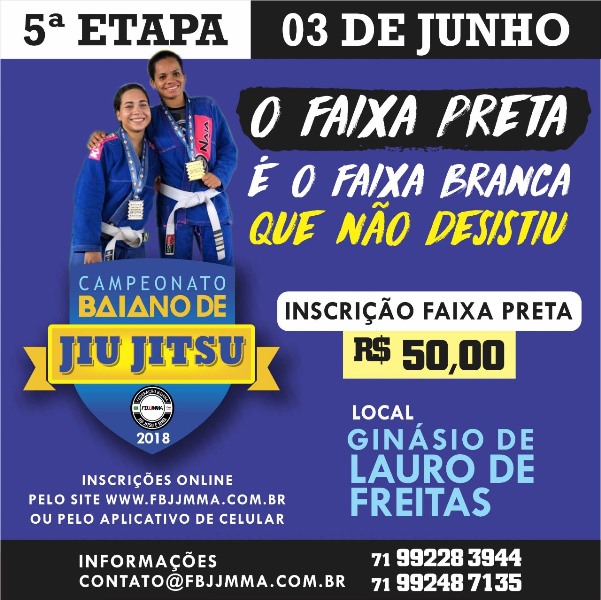 5ª Etapa do Campeonato Baiano de Jiu Jitsu – 03/06 em Lauro de Freitas