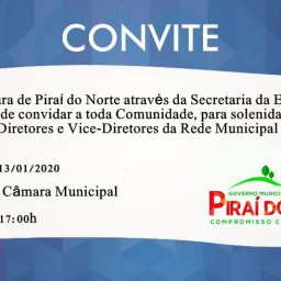 Convite: Posse dos novos diretores da rede municipal de ensino de Piraí do Norte