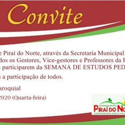 Convite: Jornada Pedagógica 2020 de 19 a 21 de fevereiro em Piraí do Norte