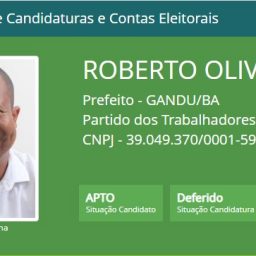 Justiça Eleitoral defere candidatura de Dr. Roberto Oliveira para Prefeito de Gandu