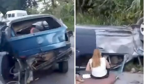 Colisão frontal com vítima e feridos na BR-101, entre Gandu e Wenceslau Guimarães