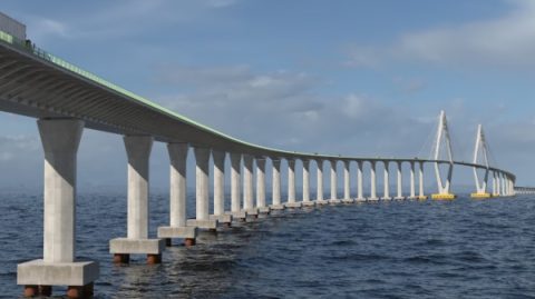 Governo da Bahia avança nas obras da Ponte Salvador–Itaparica com chegada de equipamentos ao estado