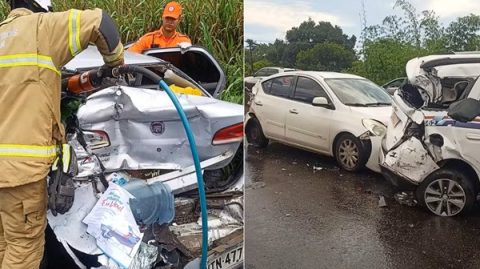 Engavetamento envolvendo 13 veículos interdita a BR-324 em Simões Filho