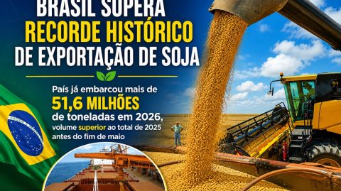 Brasil supera recorde histórico de exportação de soja