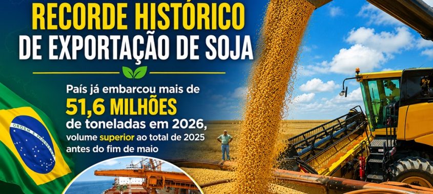Brasil supera recorde histórico de exportação de soja