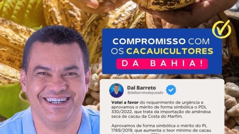 Dal Barreto vota pela aprovação do PL 1769 e reitera apoio aos produtores de cacau