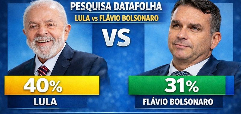 Datafolha: Lula tem 40% e Flávio Bolsonaro, 31% no 1º turno