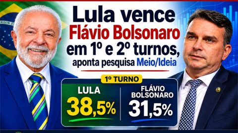 Lula vence Flávio Bolsonaro em 1º e 2º turnos, aponta pesquisa Meio/Ideia