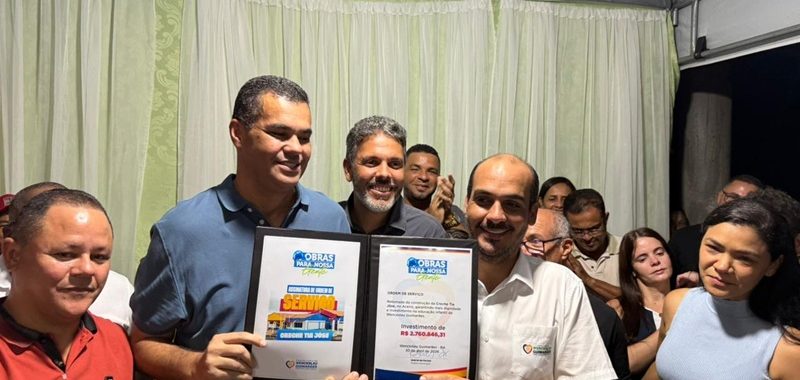 Prefeito Gabriel de Parísio assina ordem de serviço e retoma obra da Creche após 14 anos parada em Wenceslau Guimarães.