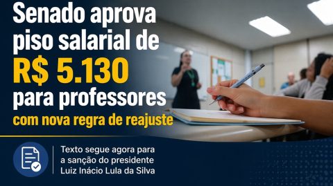 Senado aprova piso salarial de R$ 5.130 para professores com nova regra de reajuste