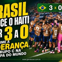 Brasil vence o Haiti por 3 a 0 e assume a liderança do Grupo C na Copa do Mundo