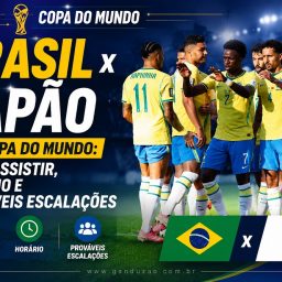 Brasil x Japão na Copa do Mundo: onde assistir, horário e prováveis escalações