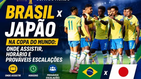 Brasil x Japão na Copa do Mundo: onde assistir, horário e prováveis escalações