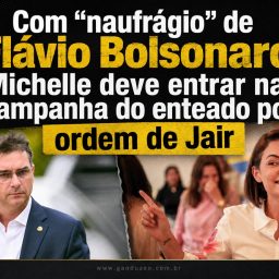 Com “naufrágio” de Flávio Bolsonaro, Michelle deve entrar na campanha do enteado por ordem de Jair
