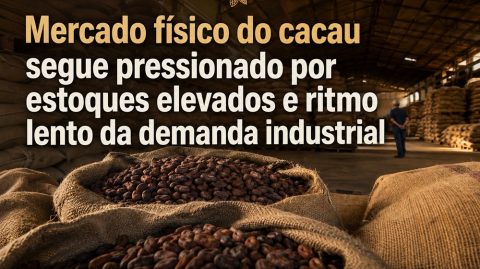 Mercado físico do cacau segue pressionado por estoques elevados e ritmo lento da demanda industrial