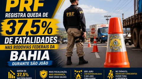 PRF registra queda de 37,5% de fatalidades nas rodovias federais da Bahia durante São João