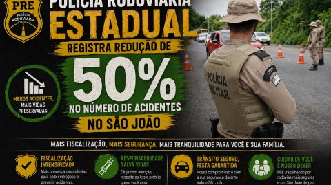 Polícia Rodoviária Estadual registra redução de 50% no número de acidentes no São João