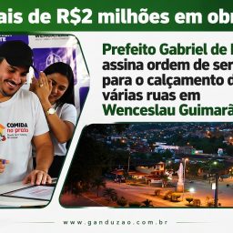 Prefeito Gabriel de Parísio assina ordem de serviço para o calçamento de várias ruas em Wenceslau Guimarães