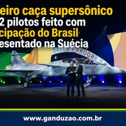 Primeiro caça supersônico para 2 pilotos feito com participação do Brasil é apresentado na Suécia