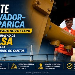 Ponte Salvador–Itaparica avança para nova etapa com preparação de balsa para obras na Baía de Todos-os-Santos
