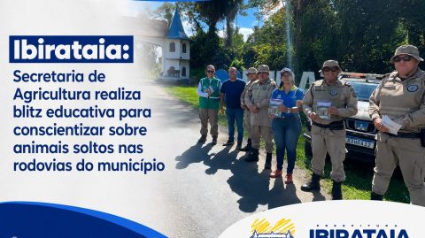 Secretaria de Agricultura realiza blitz educativa para conscientizar sobre animais soltos nas rodovias do município