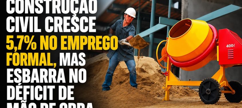 Construção civil cresce 5,7% no emprego formal, mas esbarra no déficit de mão de obra