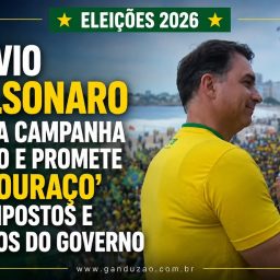 Flávio Bolsonaro lança campanha no Rio e promete ‘tesouraço’ em impostos e cargos do governo