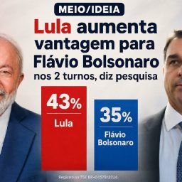Lula aumenta vantagem para Flávio Bolsonaro nos 2 turnos, diz pesquisa Meio/Ideia