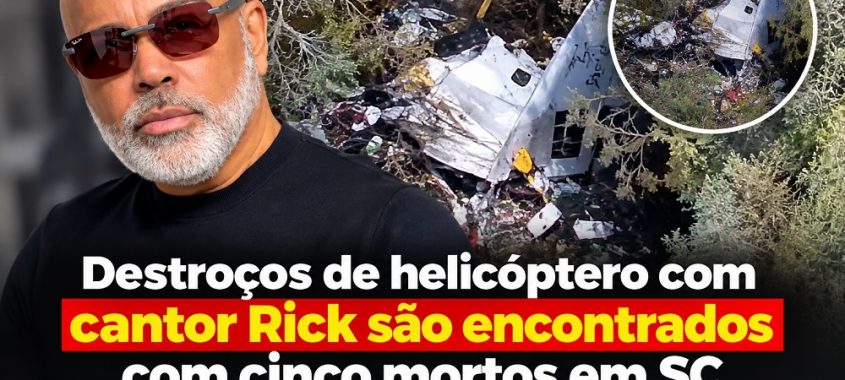 Destroços de helicóptero com cantor Rick são encontrados com cinco mortos em SC