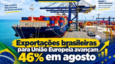 Exportações brasileiras para União Europeia avançam 46% em agosto