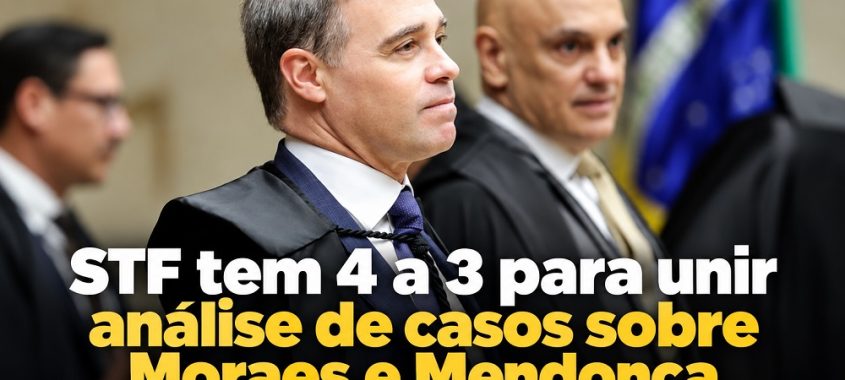 STF tem 4 a 3 para unir análise de casos sobre Moraes e Mendonça