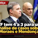 STF tem 4 a 3 para unir análise de casos sobre Moraes e Mendonça