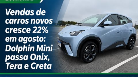 Vendas de carros novos cresce 22% em agosto: Dolphin Mini passa Onix, Tera e Creta