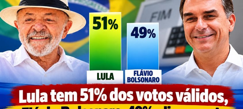 Lula tem 51% dos votos válidos, e Flávio Bolsonaro, 49%, diz pesquisa Vox Brasil