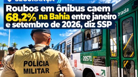 Roubos em ônibus caem 68,2% na Bahia entre janeiro e setembro de 2026, diz SSP