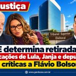 TSE determina retirada de publicações de Lula, Janja e deputados com críticas a Flávio Bolsonaro